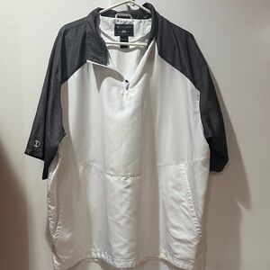 Holloway White and Charcoal Short-Sleeve Pullover Windbreaker